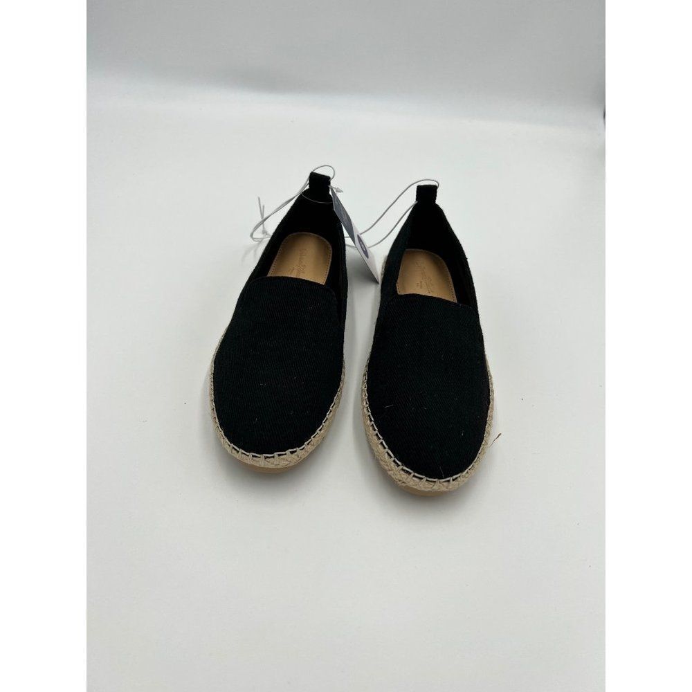 Universal Thread Womens Black Canvas Espadrille Slip On Flats Size 6 NEW